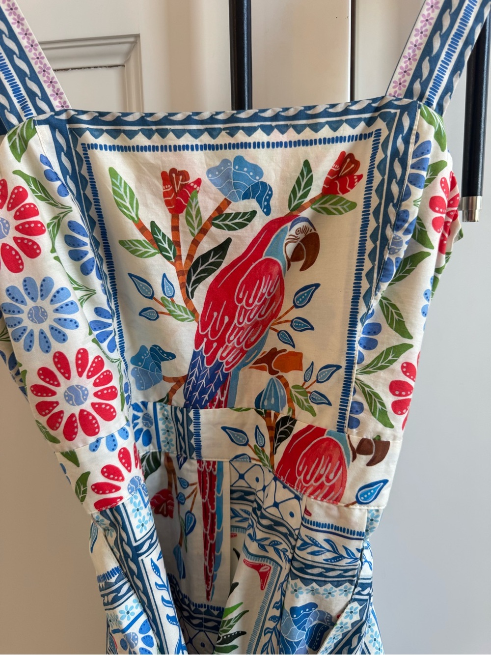 FARM Rio White Floral Parrot Printed Jumpsuit with Blue Straps - Picture 3 of 11